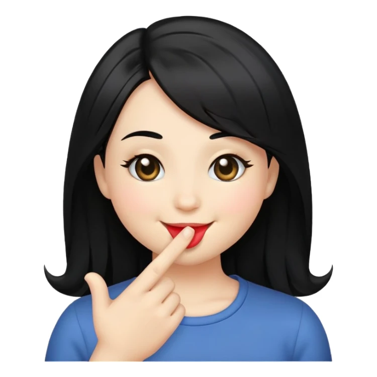 Smiley face with black hair blowing a kiss sticker