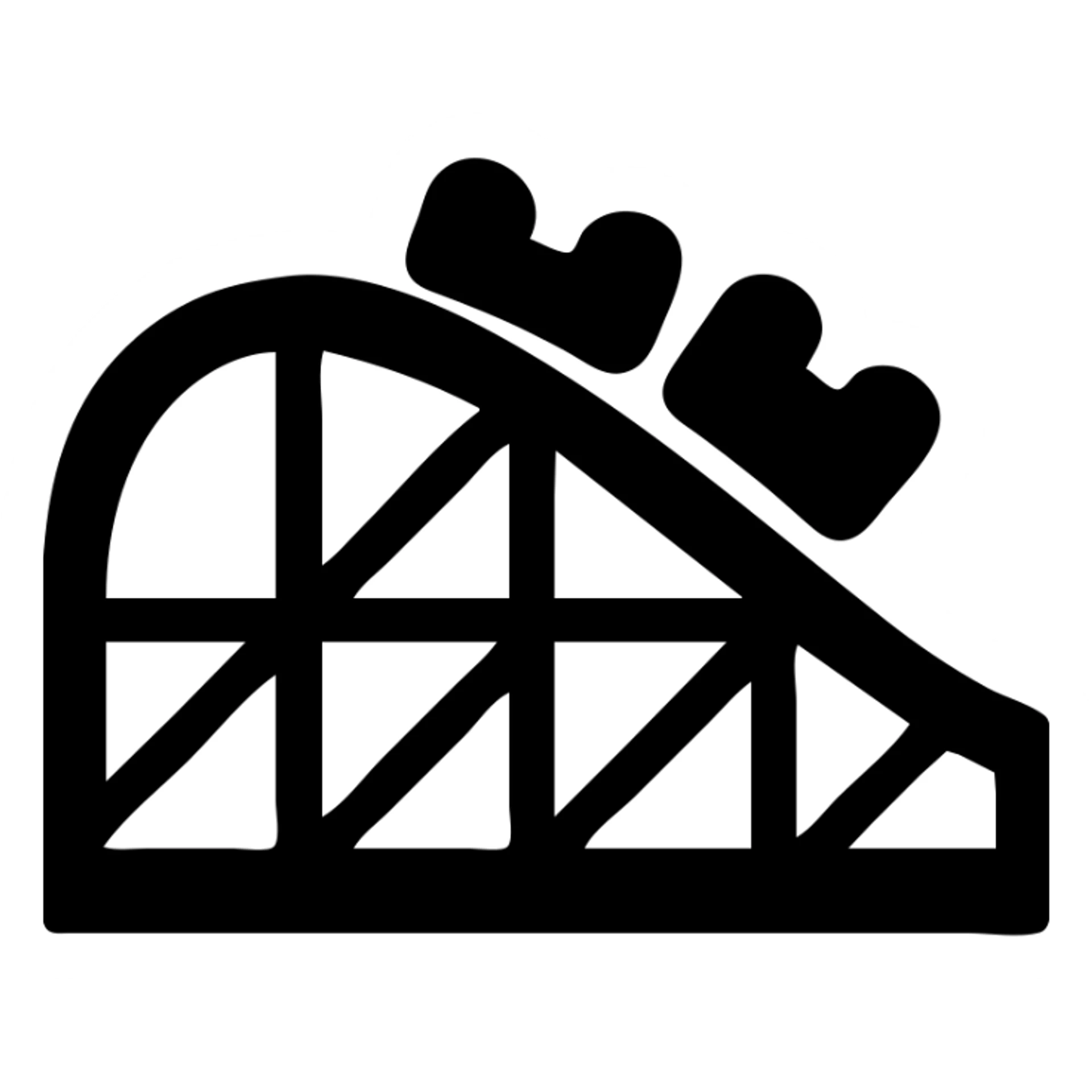 roller coaster icon, filled style, strong silhouette, easy to recognize sticker