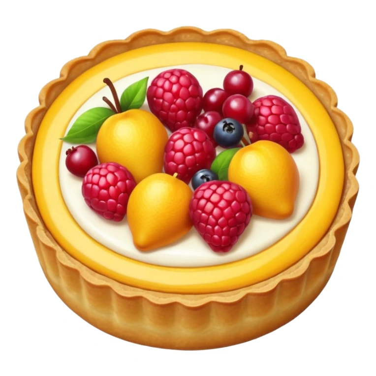 small round fruit tart with glossy filling, sticker