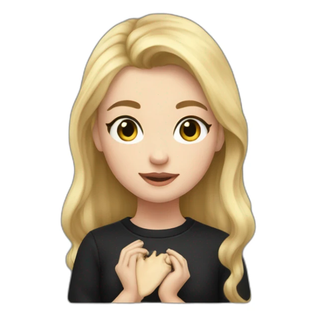 Blond girl in black sweater saying Calving Klein on her chest sticker