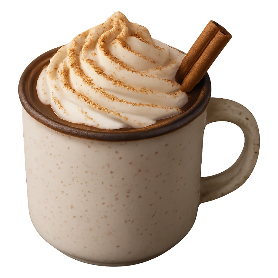cozy hot chocolate with whipped cream and cinnamon, remove background sticker