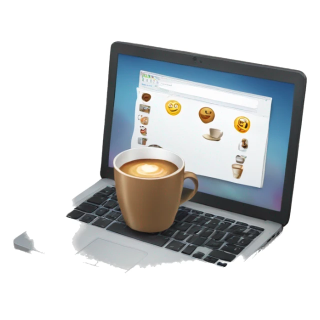 Laptop with a coffee sticker