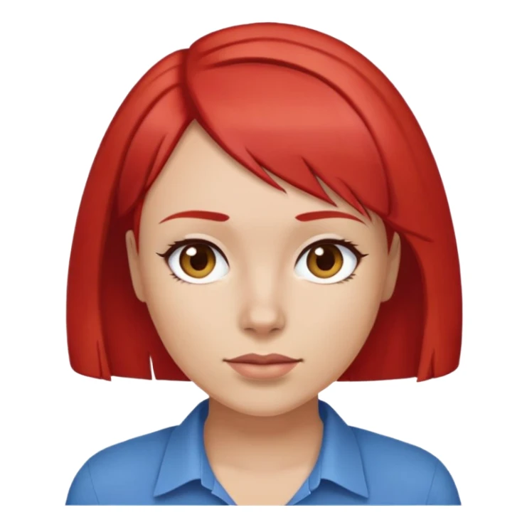 female blue shirt with red bob hair style sticker
