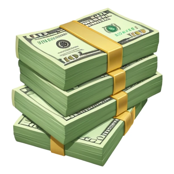 stack of cash money, dollar bills sticker