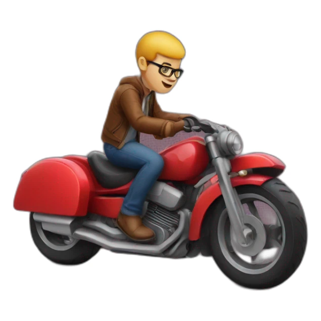 À geek on red motor bike trial sticker