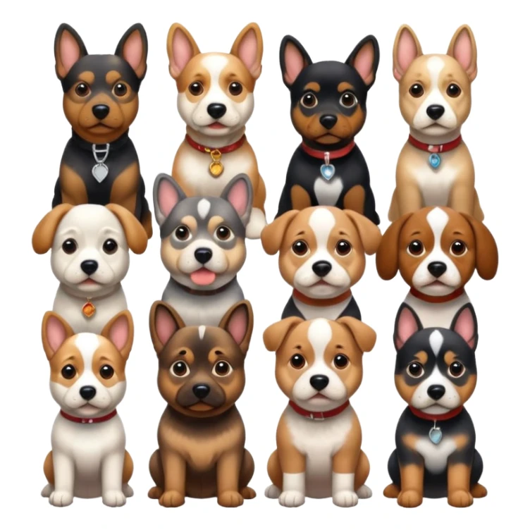 1 german shephard, 1 bulldog, 1 poodle, 1 husky, 1 dachshund sticker