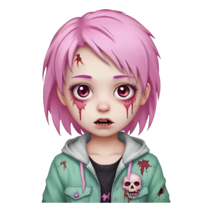 girl zombie with baby pink hair sticker