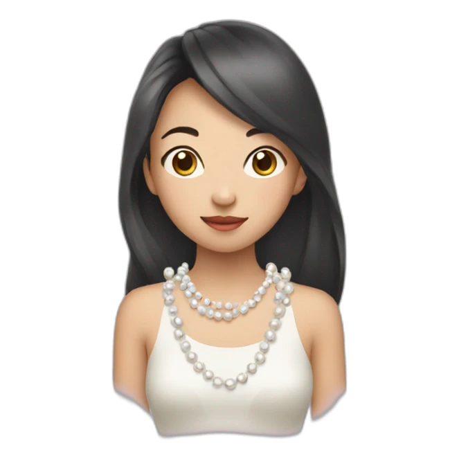 Asian girl clutching  pearls sticker