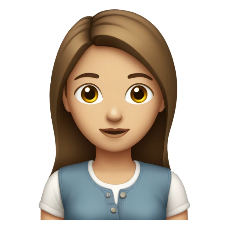 Girl with straight brown hair with cute shirt sticker