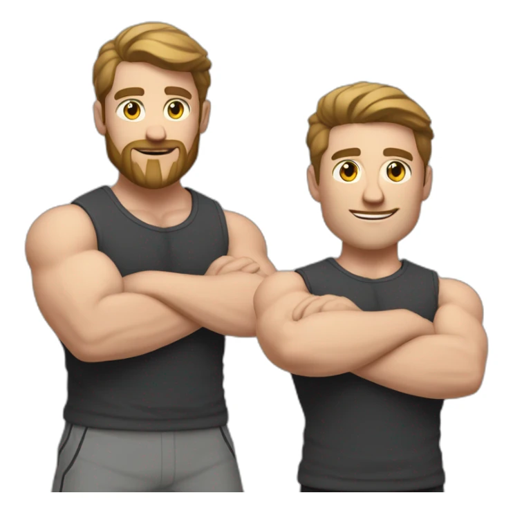Close up Actively gesturing  with hands Pale skinned Fit Man With the biceps and brown hair in dark gray Sleeveless Mike, black oversize sports shorts, watch and white Sneakers sticker
