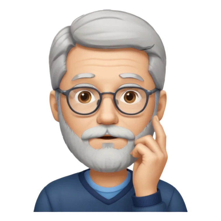 Gray haired man with glasses and a beard with his hand on his chin sticker
