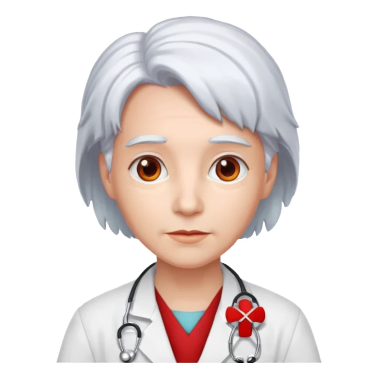 doctor with white hair and red hairclips  sticker