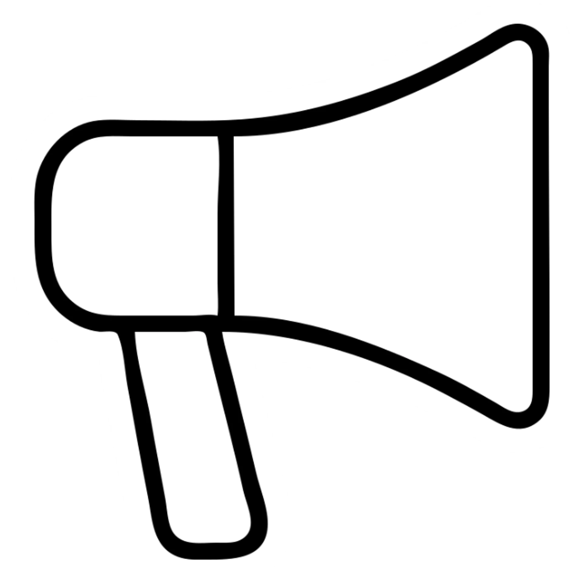 A classic megaphone or bullhorn with handle, used for announcements sticker