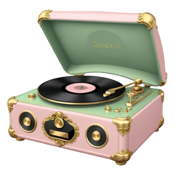 Vintage rococo pale pink and sage vinyl player sticker