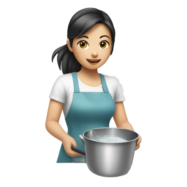 asian girl doing the dishes sticker