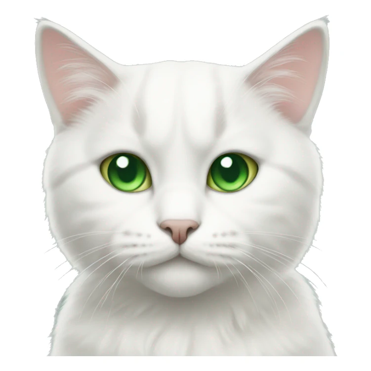 A white Scottish cat with green eyes sticker