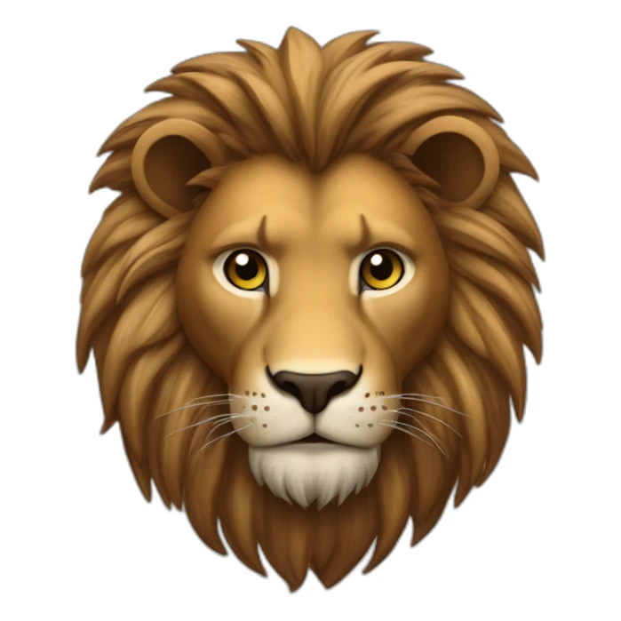 Lion fourrure marron crinière marron foncée yeux verts sticker
