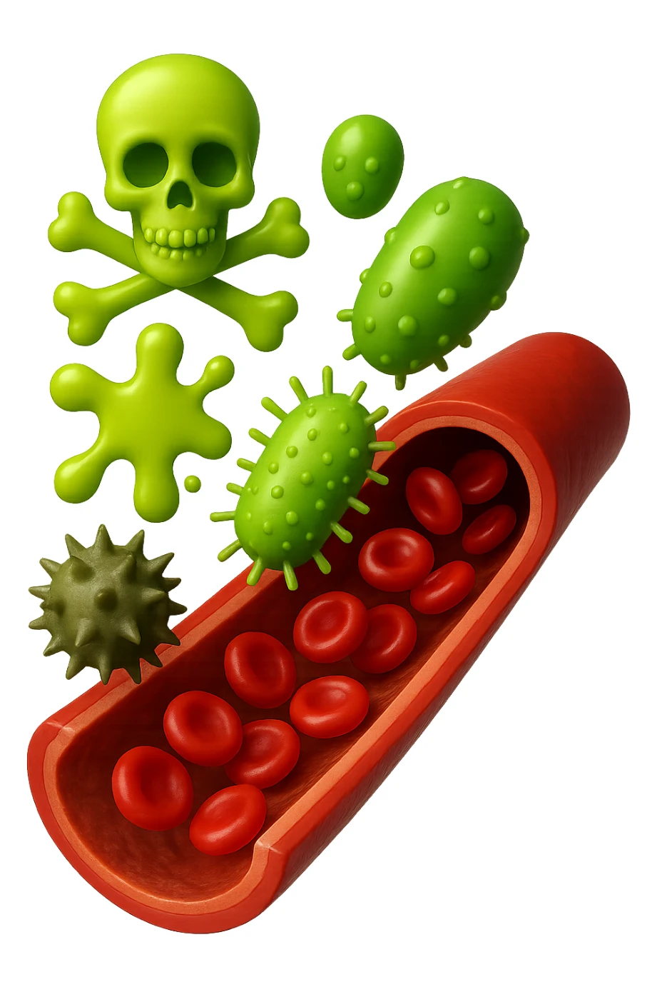 EMOJI STILE IPHONE 3D DI tossine e batteri che entrano in una vena umana E FALLO MOLTO REALISTICO IN 3D sticker