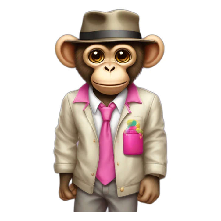 Monkey with hat glazzes a shirt and pants and pink shoes and a Rubix cube in hes hand glazzes sticker
