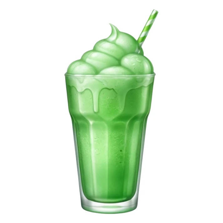 ice cream green soda on a glass with ice sticker