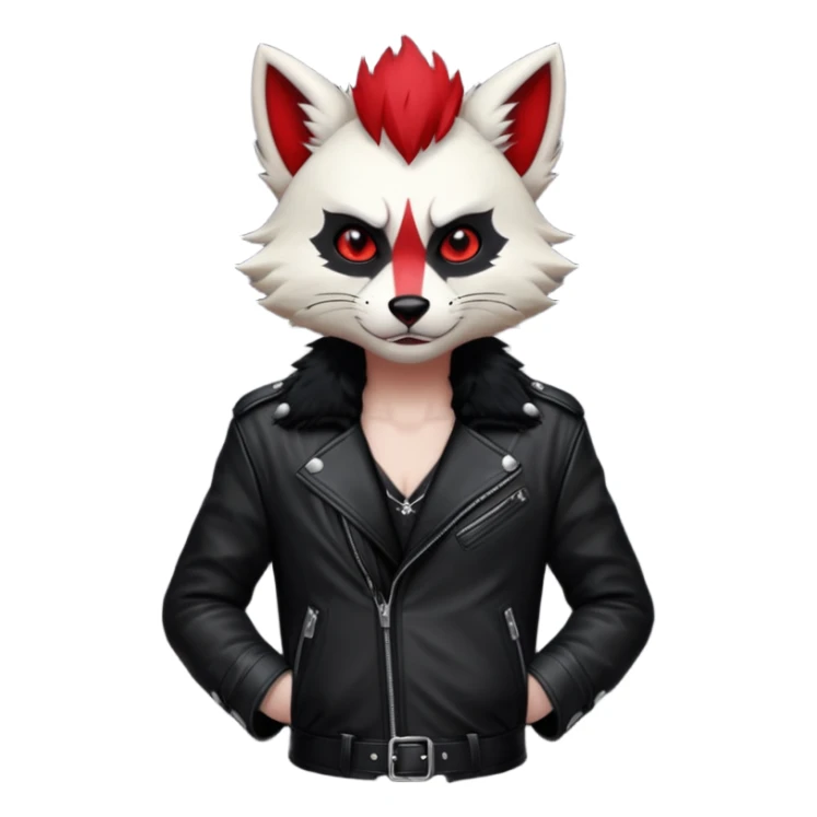 Anthropomorphic Anthro Furry punky gothic black white and red badass cool stylish handsome smexy Animal-furry-fursona sticker