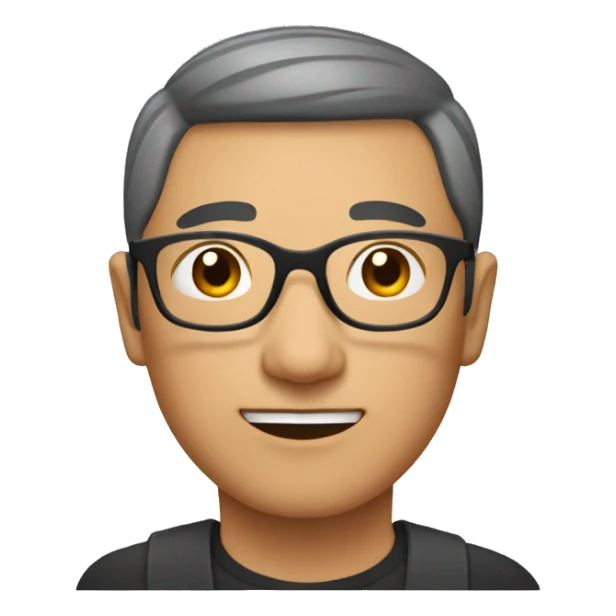 middle age asian man with a buzzed haircut and glasses sticker
