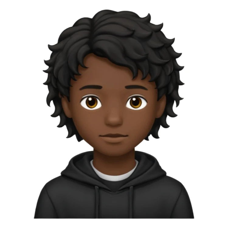 Menino de 15 anos de cabelo ondulado preto e de roupa preta sticker