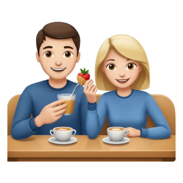 A woman and a man are eating in a cafe sticker