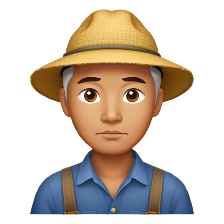 seriuos asian photorealistic farmer sticker