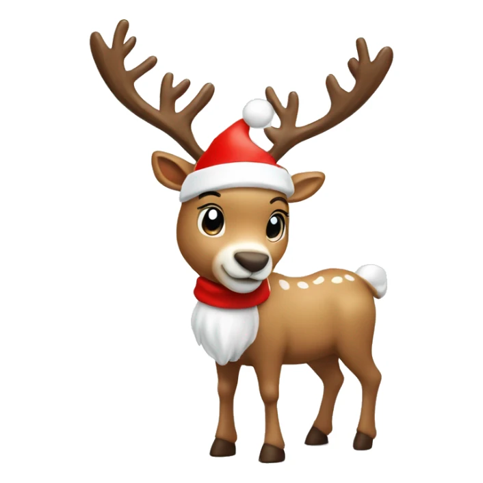 reindeer with santa hat on￼ sticker