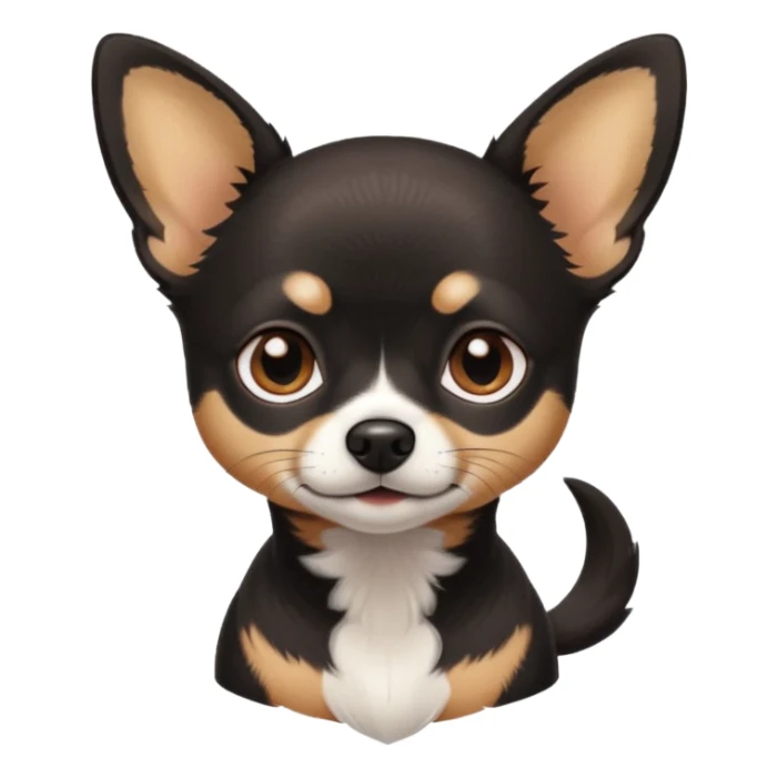 Very Dark black Chihuahua with white markings On the neck sticker