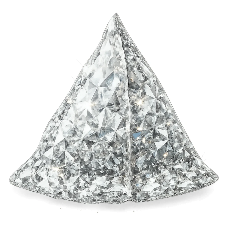 a samosa with a diamond texture, glittering, precious sticker