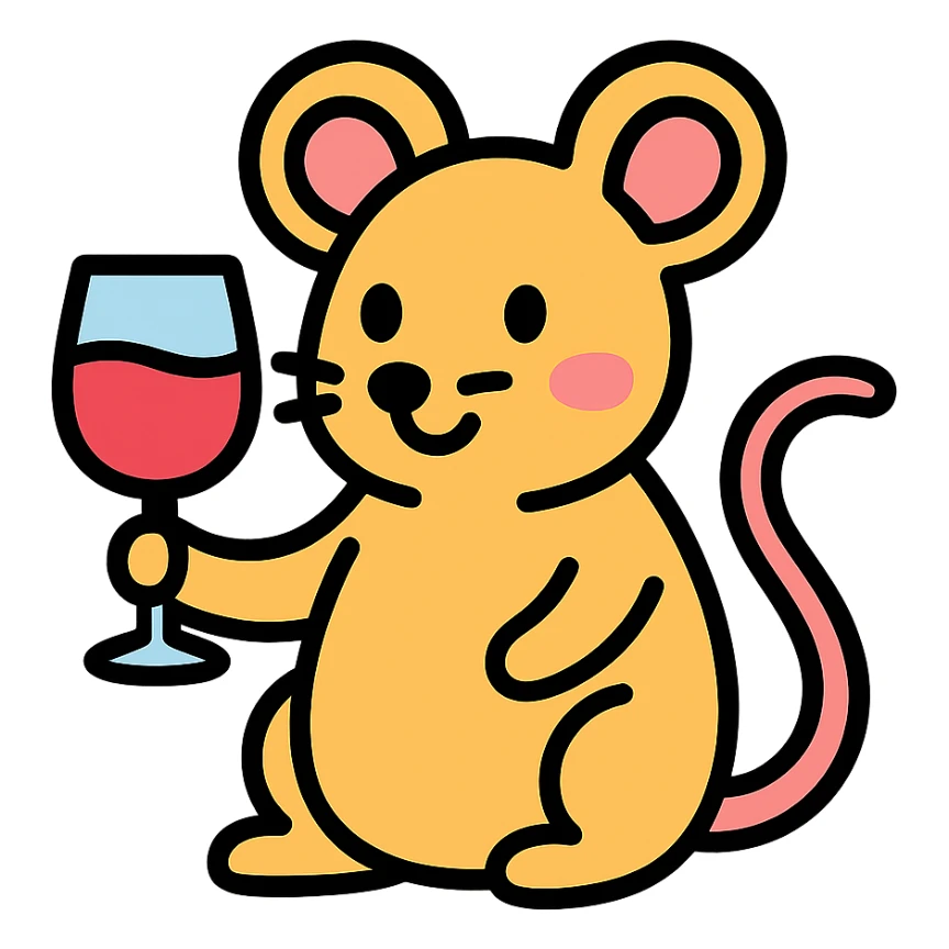 mouse with glass of vine sticker