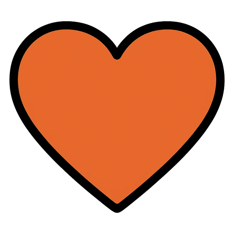 dark orange heart, flat, bold sticker