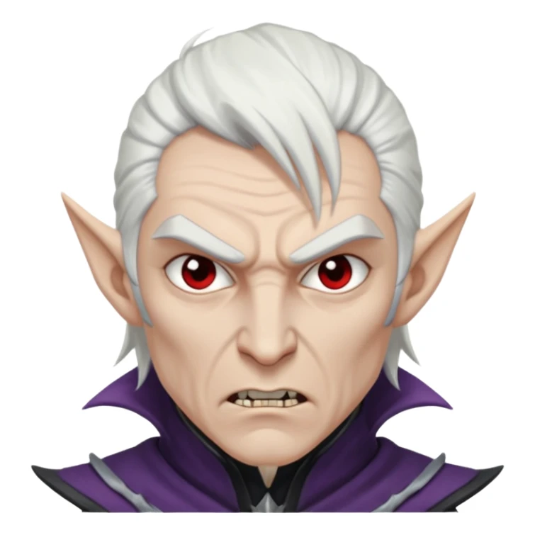dark elf man, white hair, angry sticker