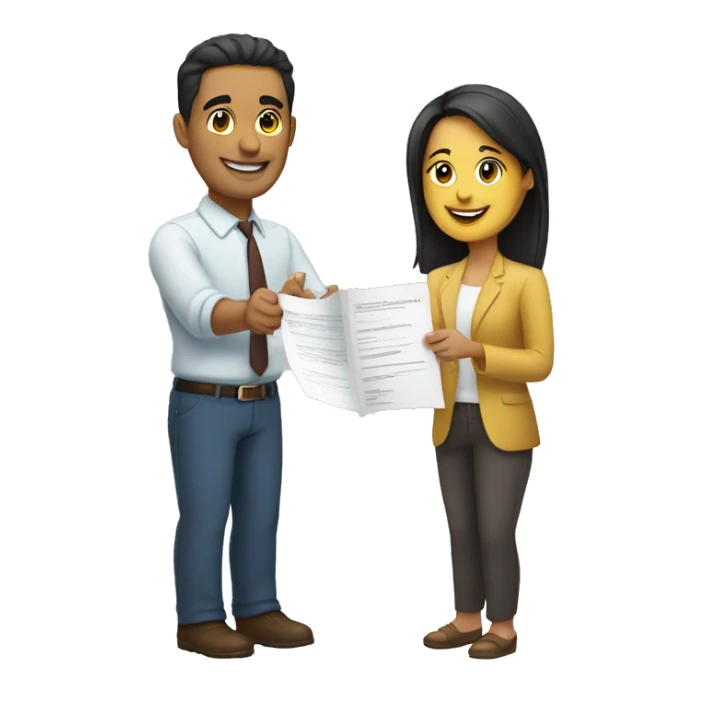 Hispanic man holding a document and shaking hands with a woman sticker