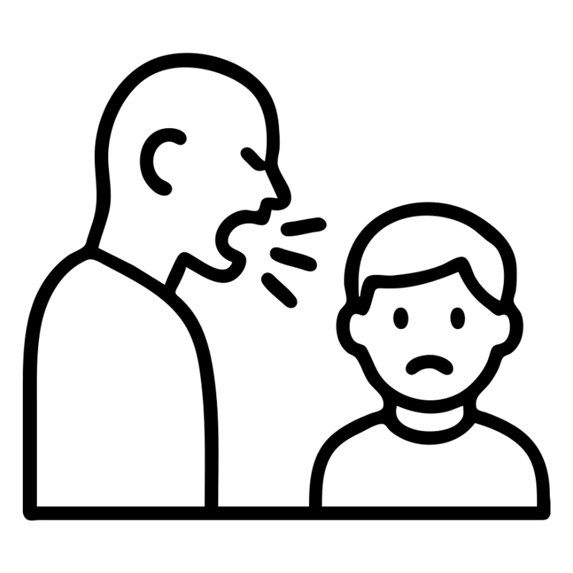 outlined icon of papa gritándole a su hijo en plano medio sticker