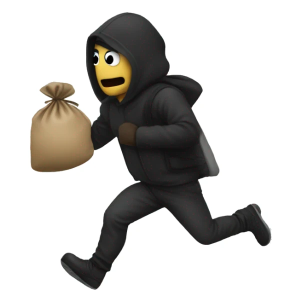 robber running to the left holding a black sack sticker