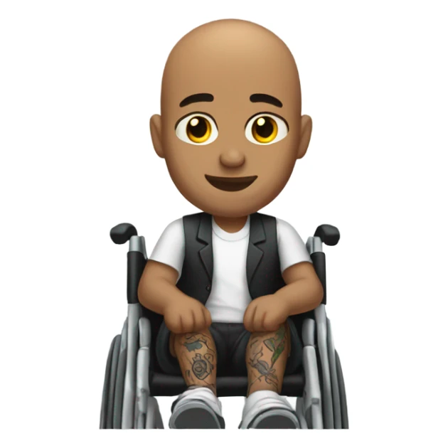 Bald man with tattoos in wheelchair  sticker