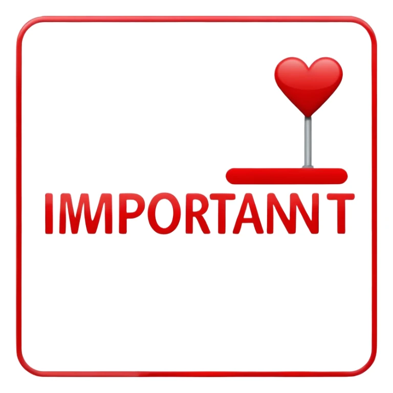 Writing of the word "important" on a sign sticker