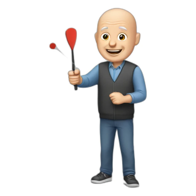 European bald IT guy in his sixties playing darts sticker