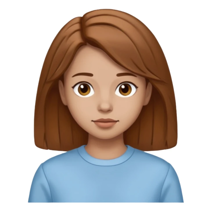 GloomyKassie with brown medium hair, light blue outfit, light skin sticker