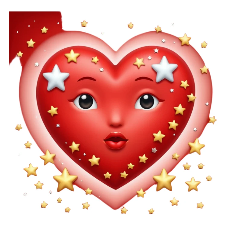 Red kissing heart surrounded by stars sticker