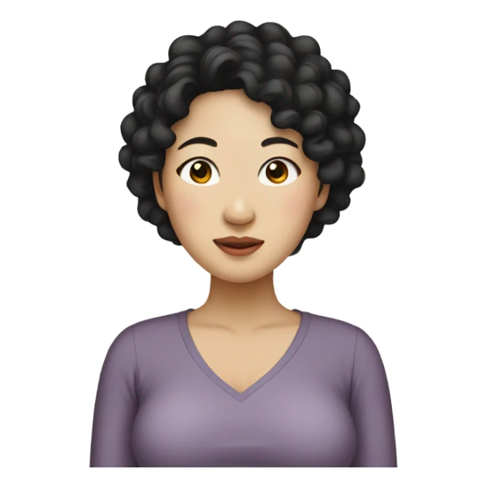 Asian women with black curly hair pregnant  sticker