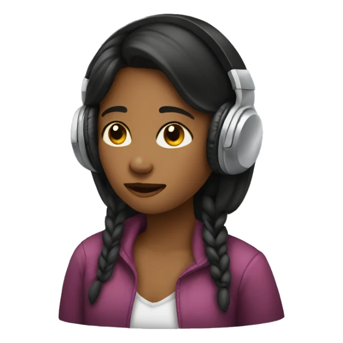 Girl listening to music sticker