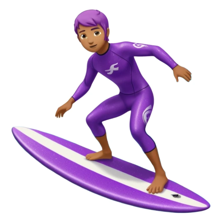 glitter surfer purple surf in wave ocean cian sticker