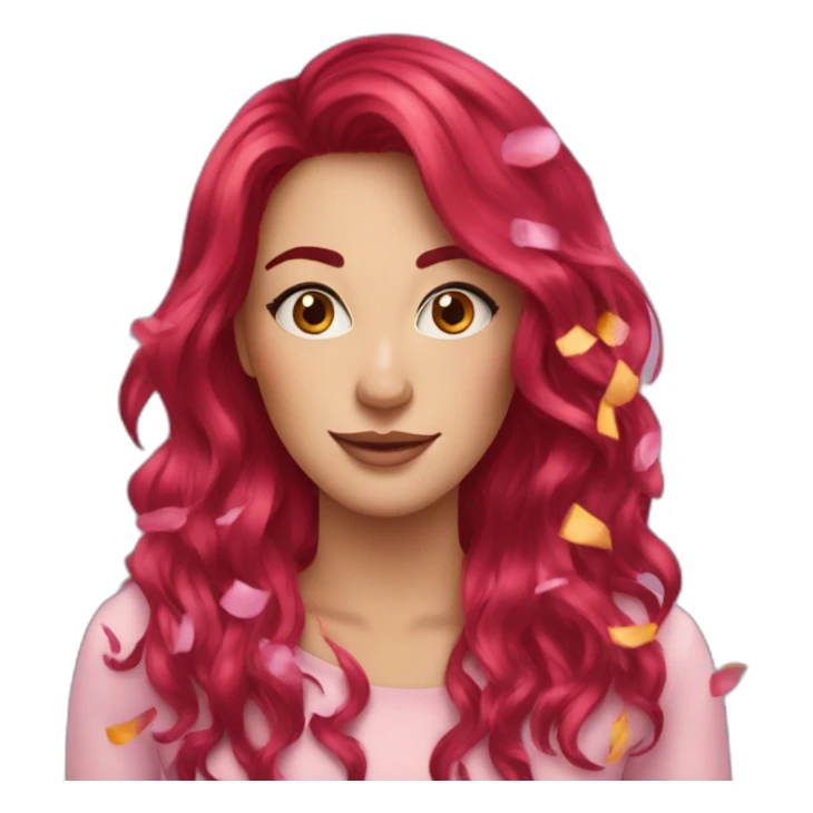 woman-long-straight-rosered-hair-confetti sticker