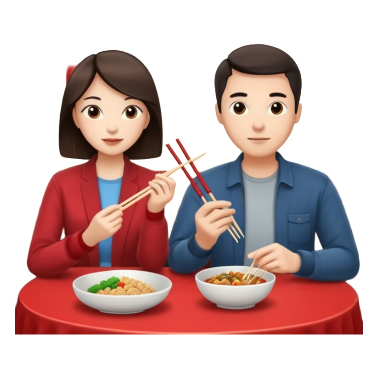 ligth couple having dinner at a Chinese restaurant sticker