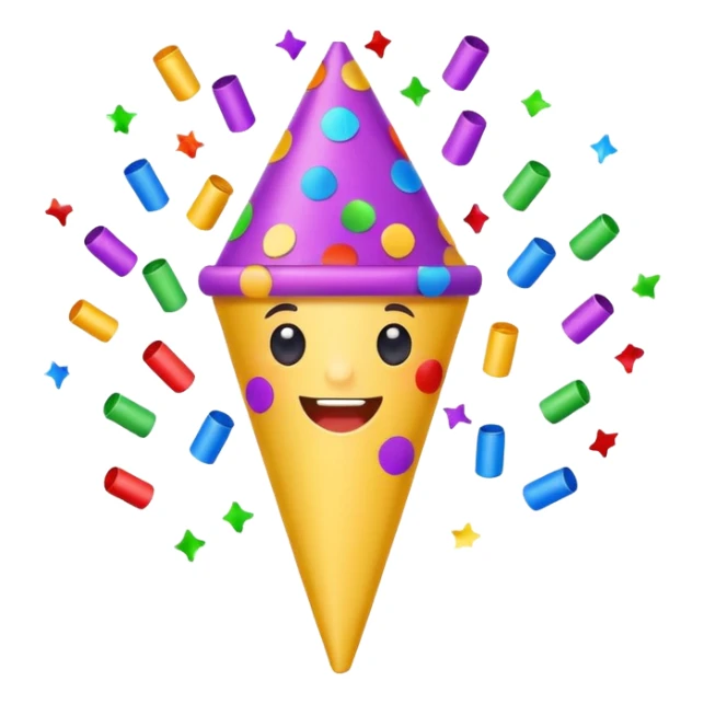 cute colorful party popper, bright confetti, cheerful expression sticker