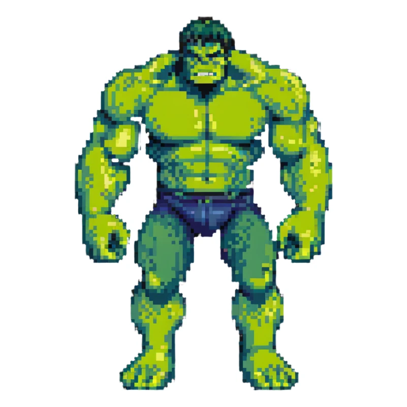 the hulk character in pixel art style sticker